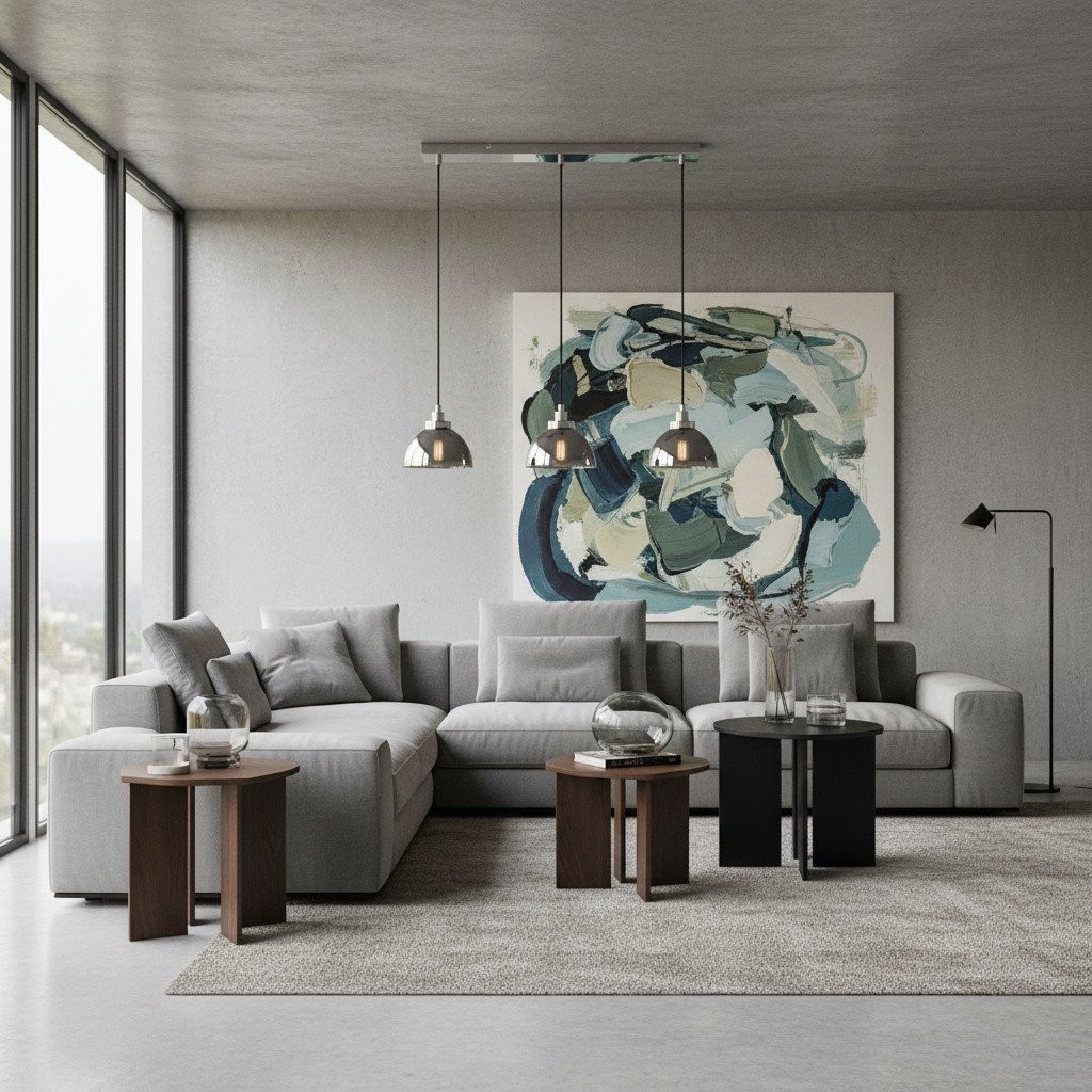 Shimmera 3-Light Linear Pendant - Mirror Glass Shades with Modern Nickel Finish for Dining Rooms K1847