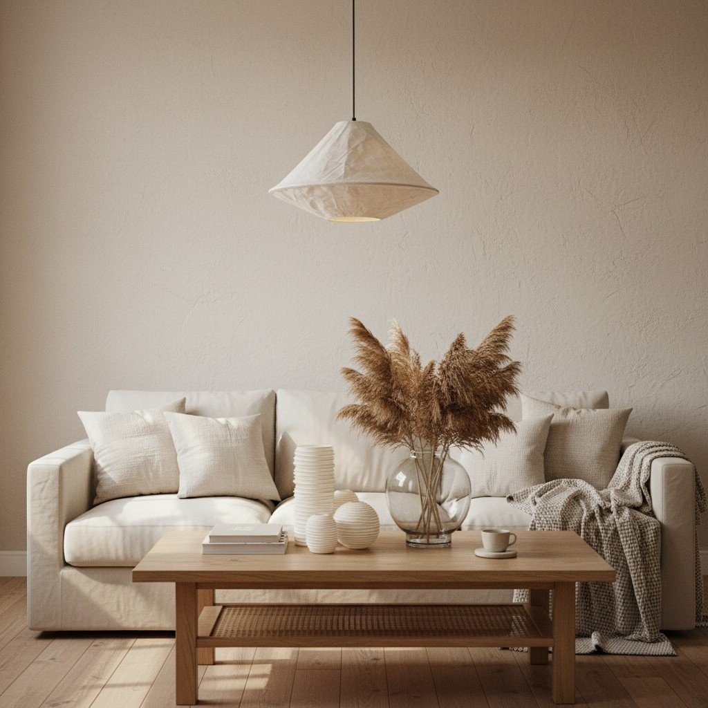 Zalen Organic Woven Shade Pendant Lamp For Entryway and Living Space K1686