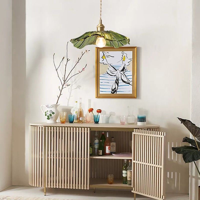Lotus Retro Glass Pendant Light For Kitchen