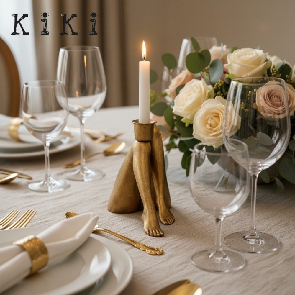 Kickra Sexy Legs Candle Holder - Modern Metal Base for Dining Table and Home Decor K2221
