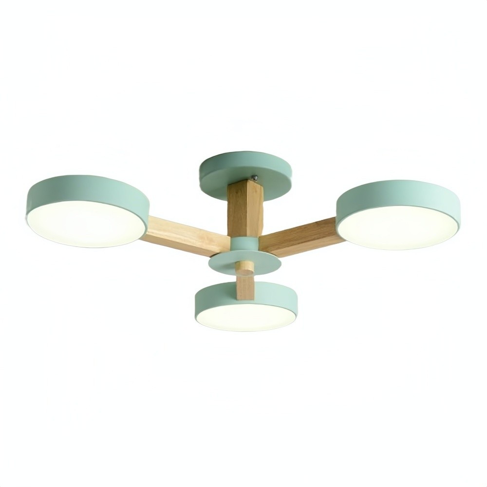Multiple Round Wood Branched Ceiling Lamp K938