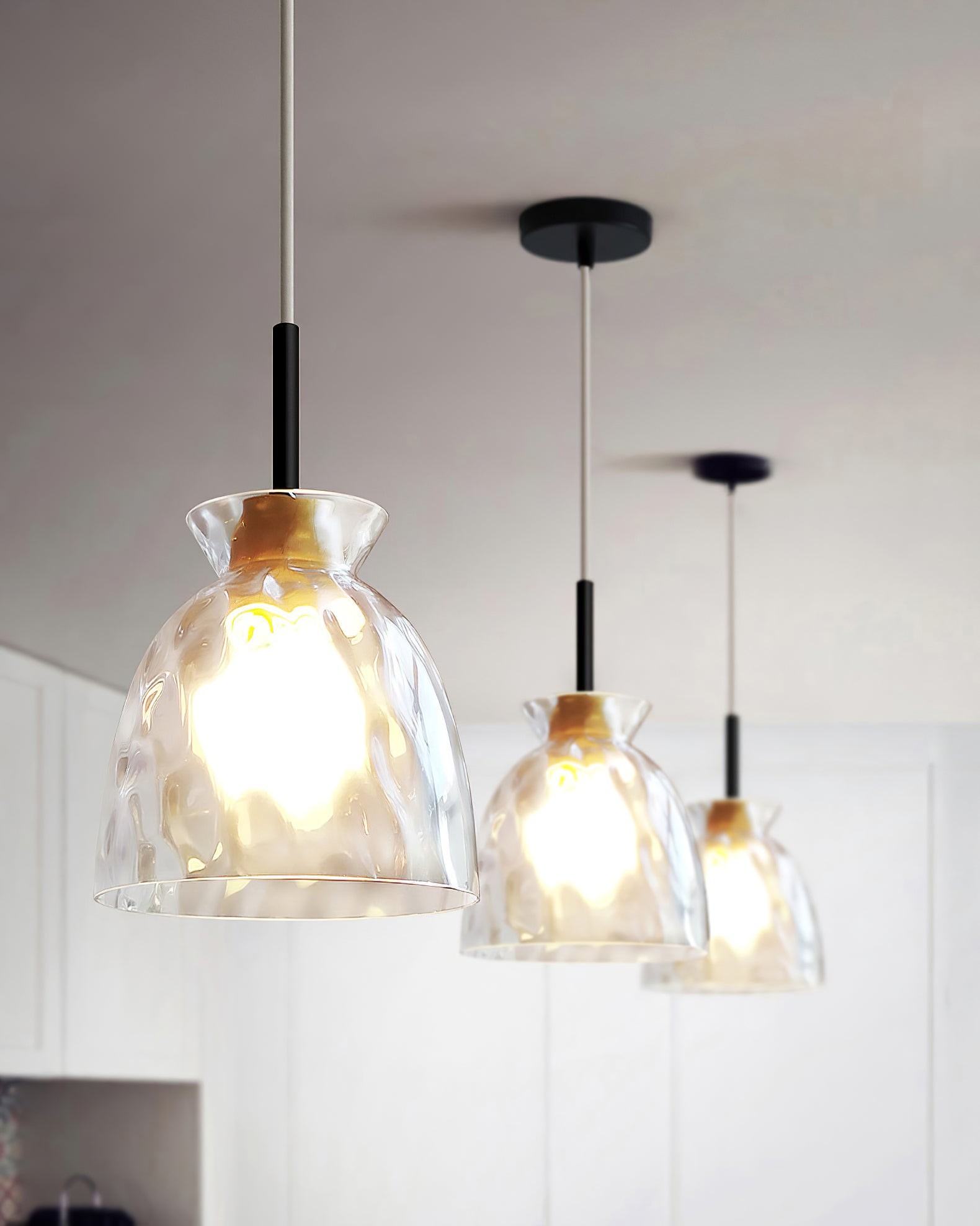 Wavy Glass Pendant Light - Ripple Glass Pendant Light for Dining Room K610