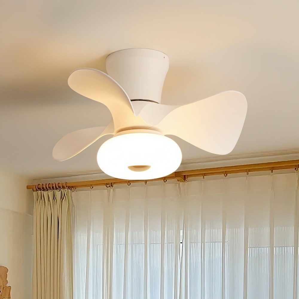 Modern Cream Quiet Led Ceiling Fan Light For Bedroom K1113
