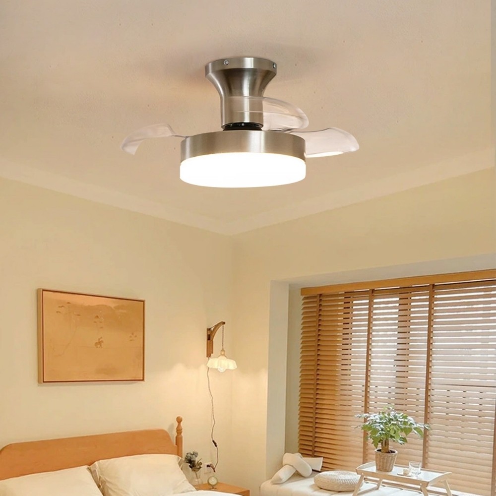 Retro Invisible 3 Blade Ceiling Fan With Light For Living Room K1107