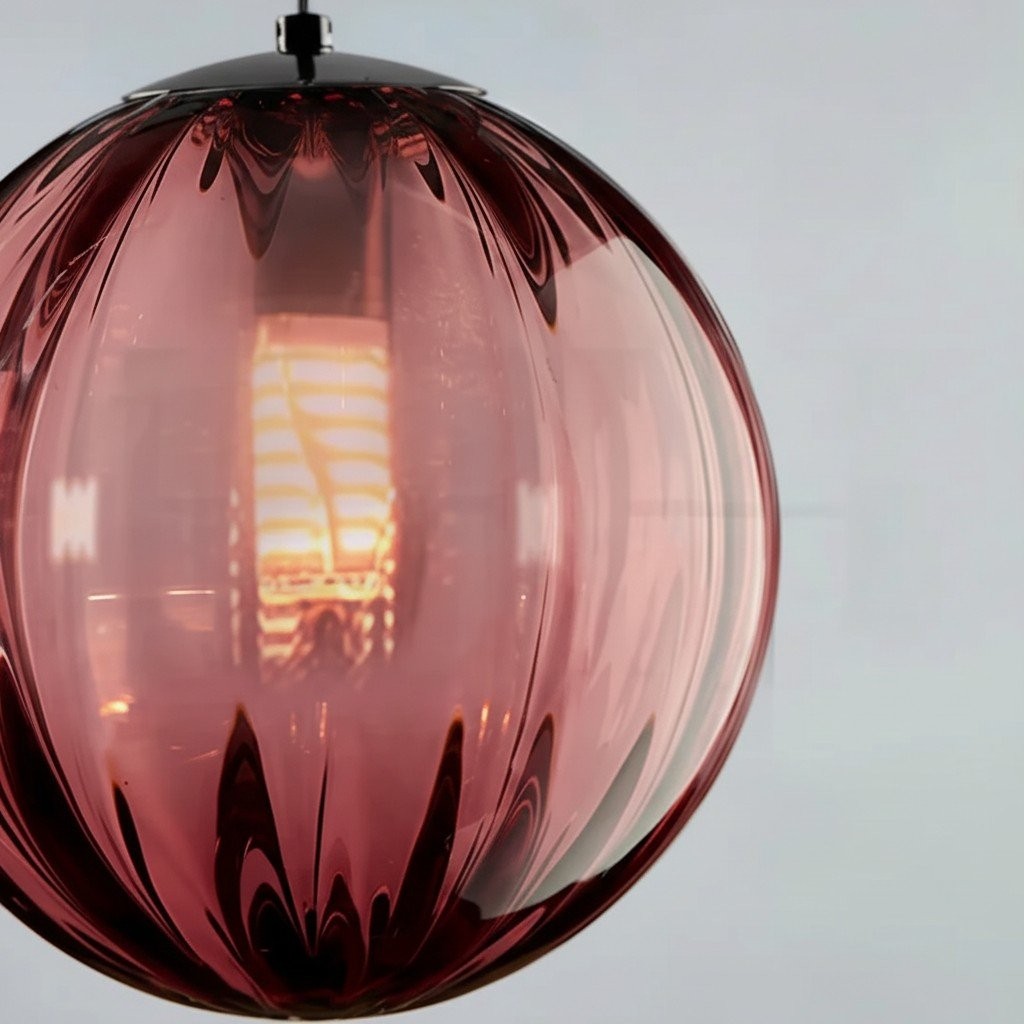 Lunorie Metal and Glass Globe Pendant Light for Dining Area Kitchen Island K2147