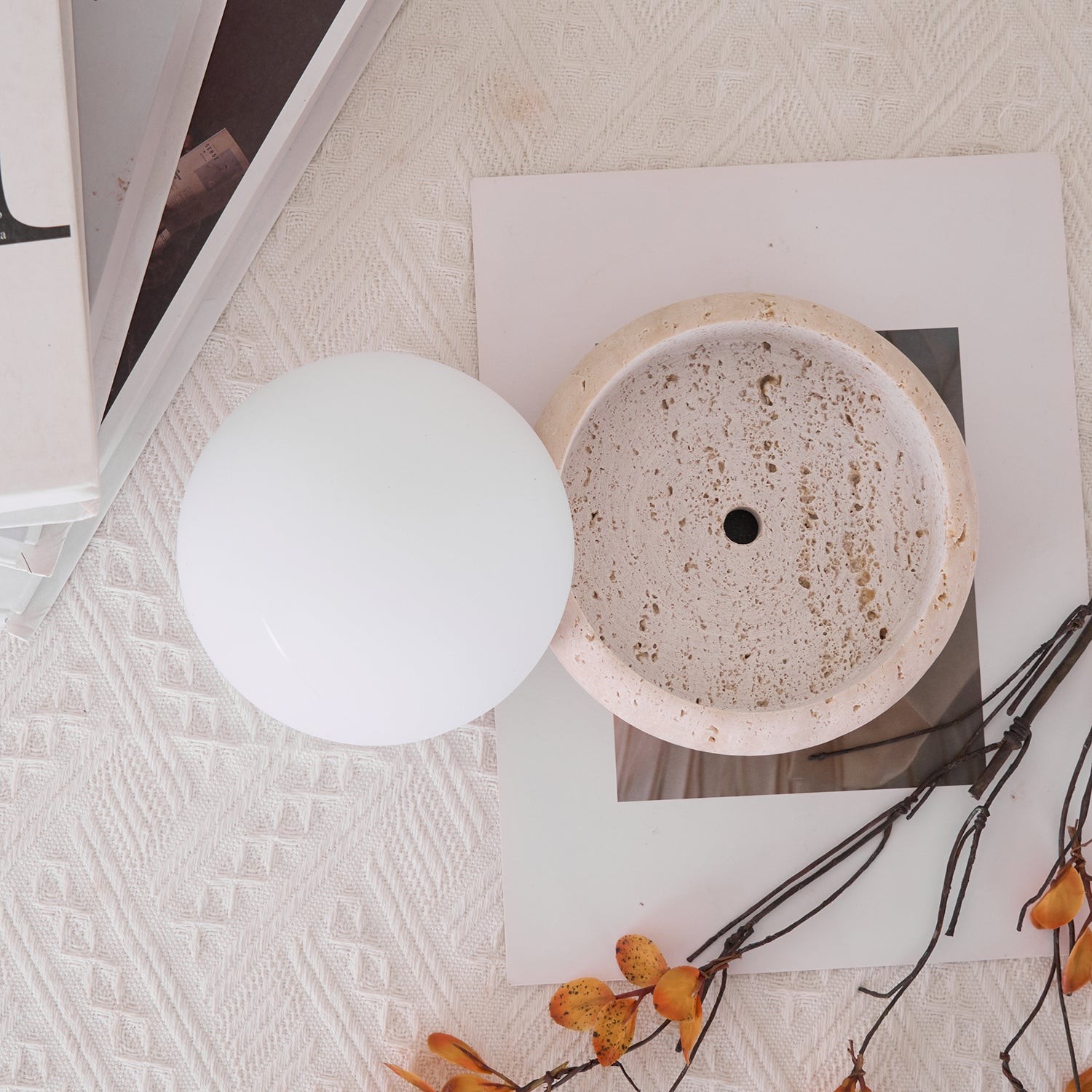 Modern Travertine Cute Mini Orb Table Lamp K853