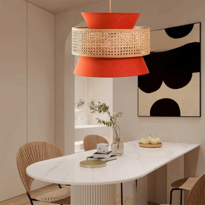 Retro Rattan Wood Woven Pendant Lamp