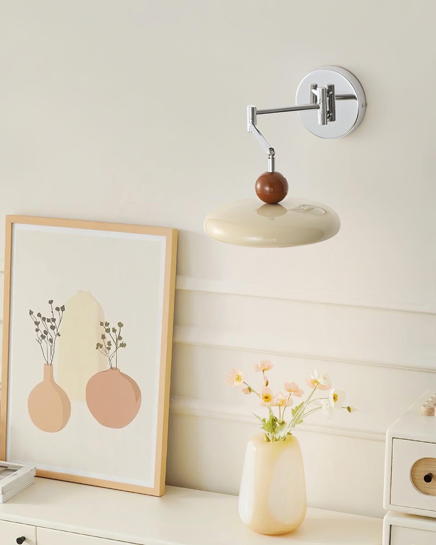 Cream Style Adjustable Swing Arm Disc Reading Wall Lamp K460