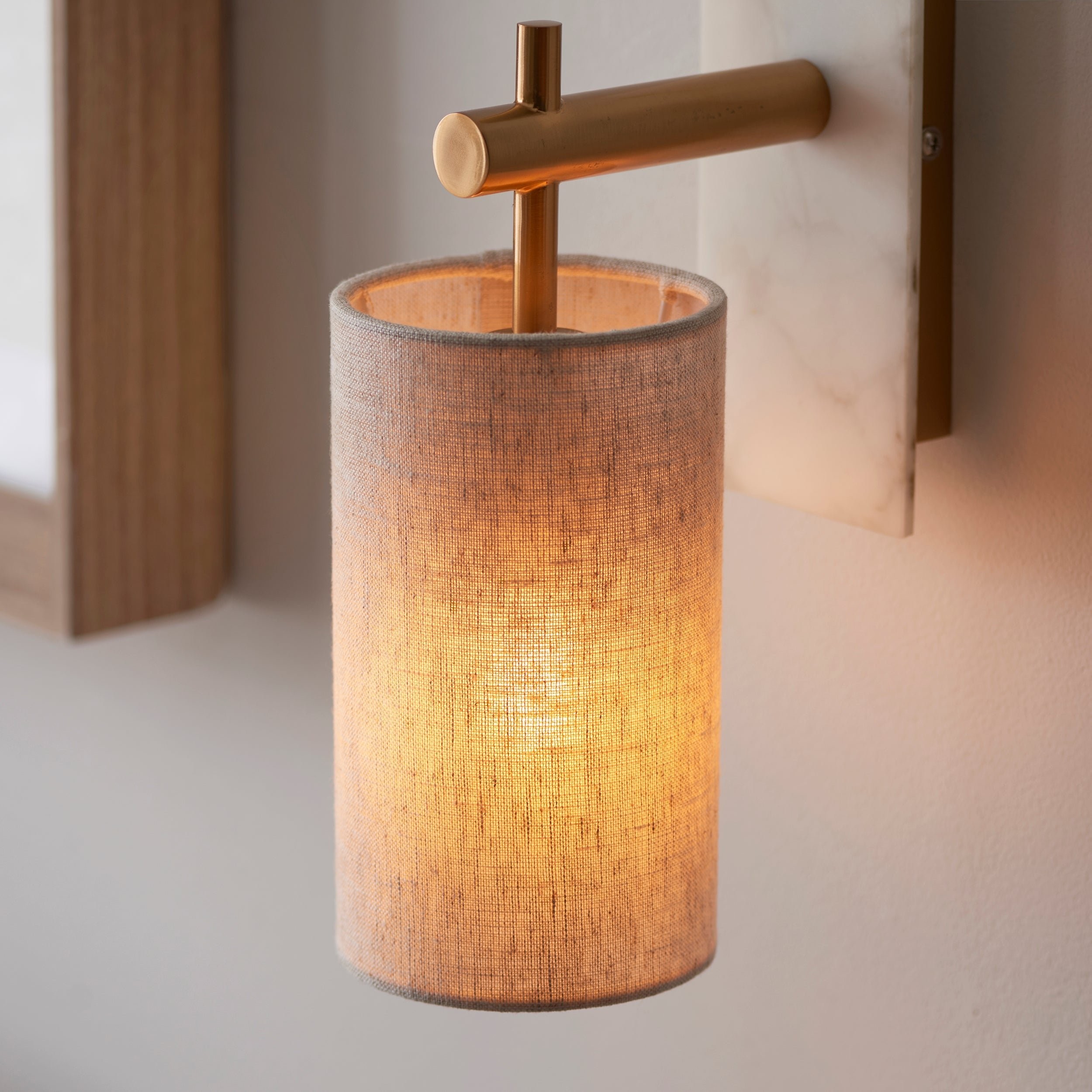 Minimalist Cylinder Linen Wall Lamp – Timeless Sconce for Bedroom & Hallway K1603