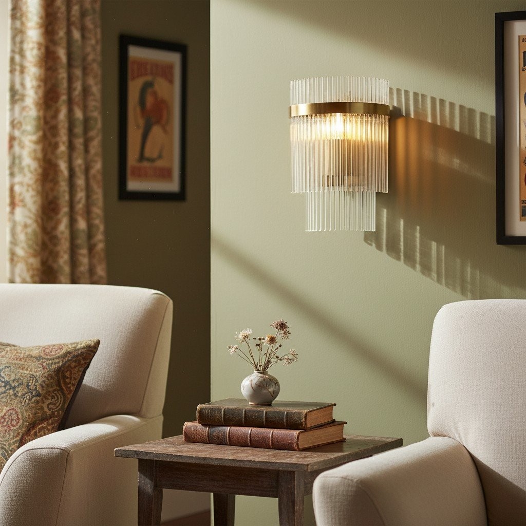 RibGlow Minimalist Glass Rod Wall Light - Elegant Accent Sconce for Home K1834