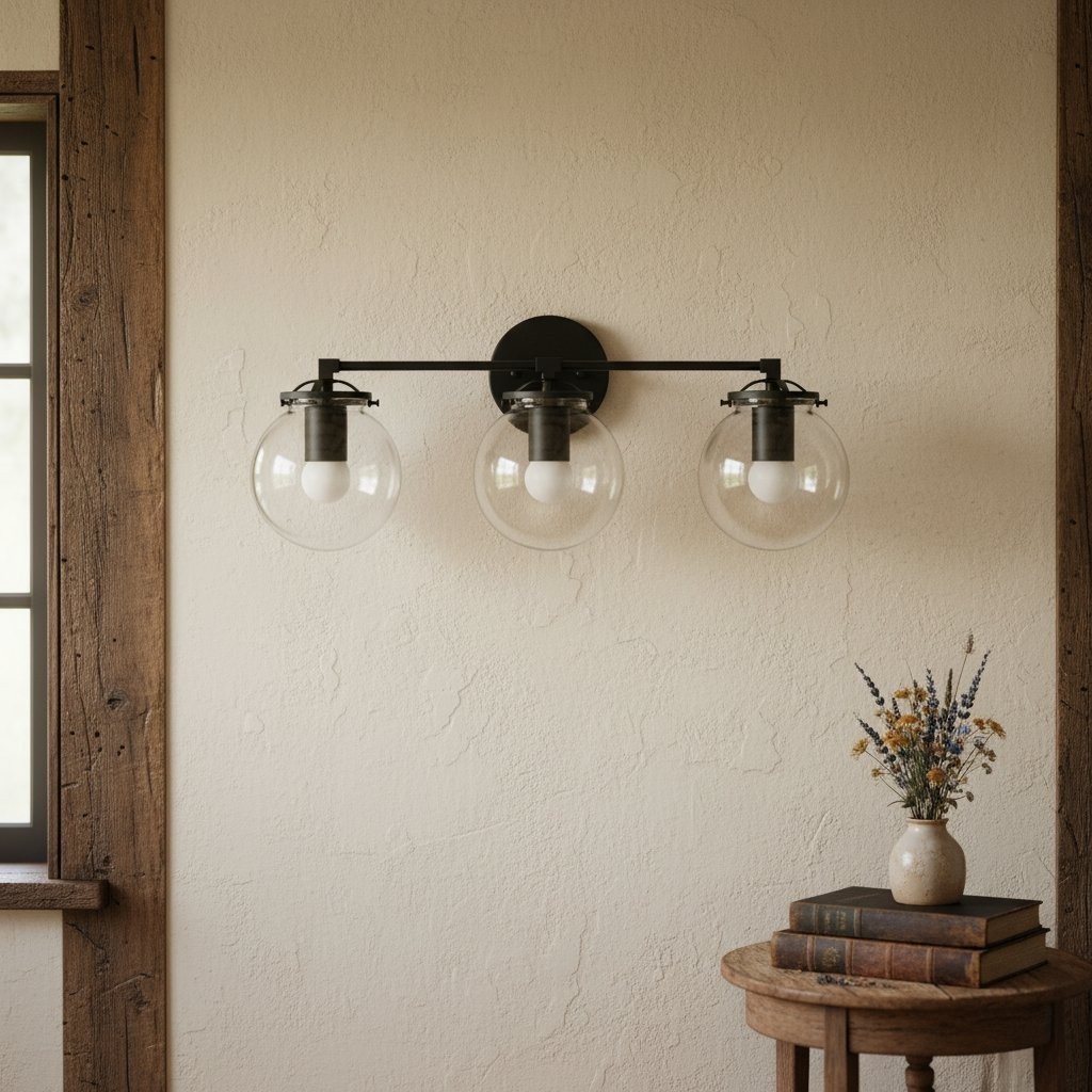Glorica Glass 3 Shade Globe Vanity Light - Soft Bathroom Light Fixture K1453