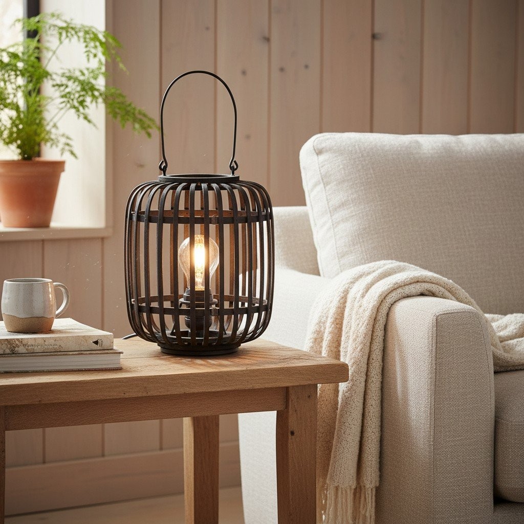 Yumeko Ambient Table Lamp - Open Bamboo Cage Design Stylish and Eco Friendly K1958