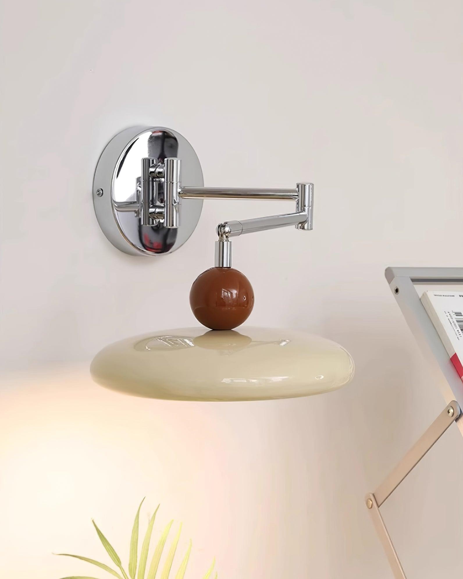 Cream Style Adjustable Swing Arm Disc Reading Wall Lamp K460