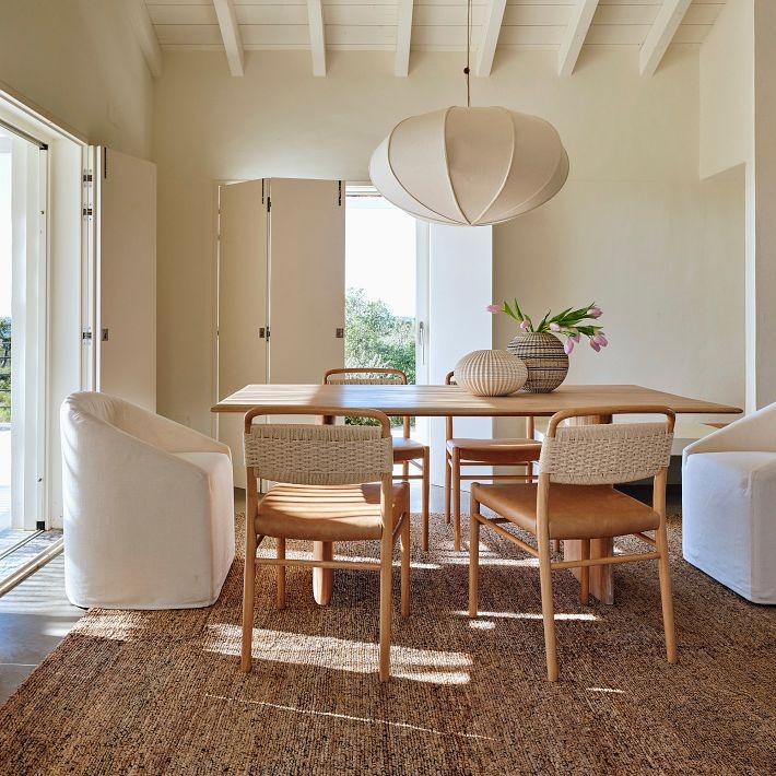Alvian Pendant Light - Linen Shade with Adjustable Height for Cozy Dining K1384