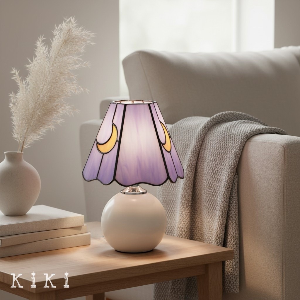 Stellum Artistic Mushroom Table Lamp - Stained Glass Lamp for Bedroom or Living Room K2129