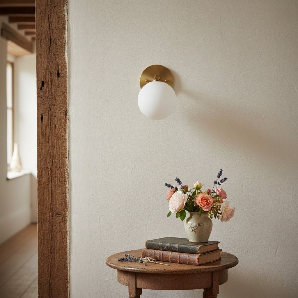 Glorica Glass Wall Sconce - Frosted Globe Light K1142