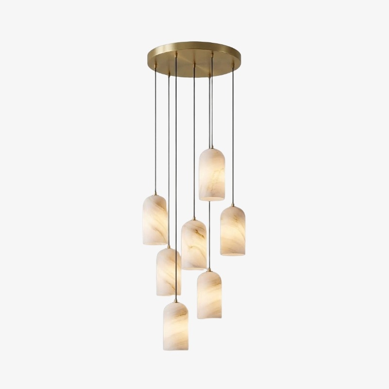 Alabresca Mid Century Alabaster Pendant Light - Multi Heads Hanging Lamp for Kitchen Island K2317