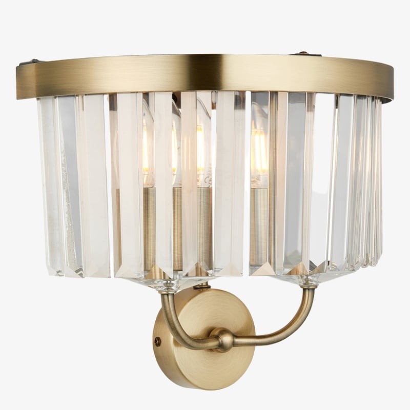 Beveline Faceted Clear Cut Glass Wall Light - Classic Metal Sconce for Hallway and Living Room K1853