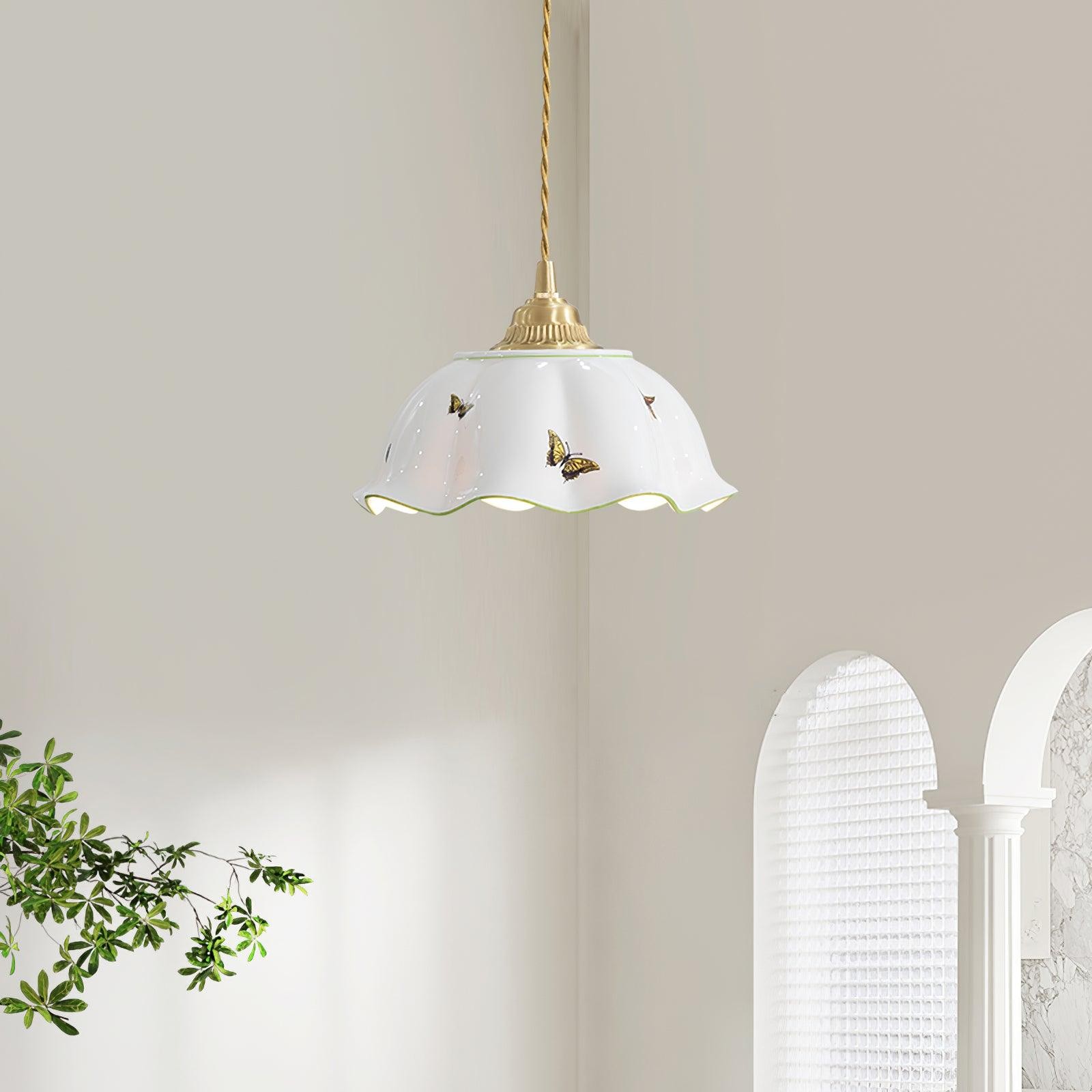 Retro Cream Style Ceramic Pendant Lamp K857