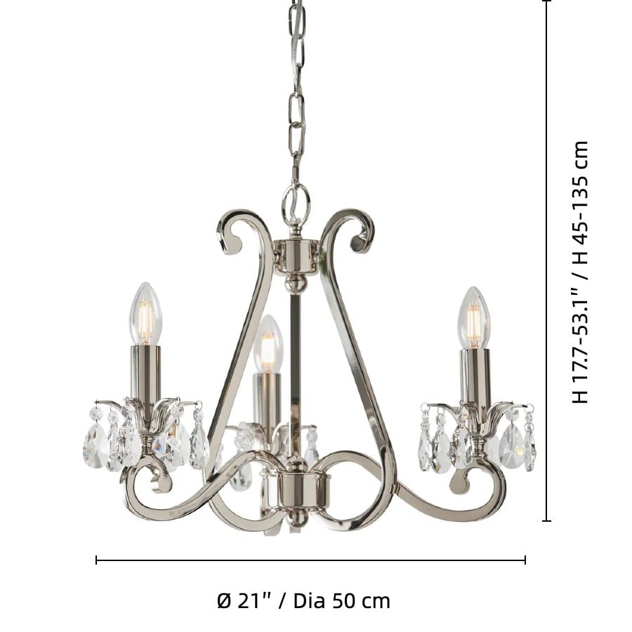 Talonis Crystal Chandelier - Traditional Candle-Style Brass and Nickel for Living Room and Dining Room K1930