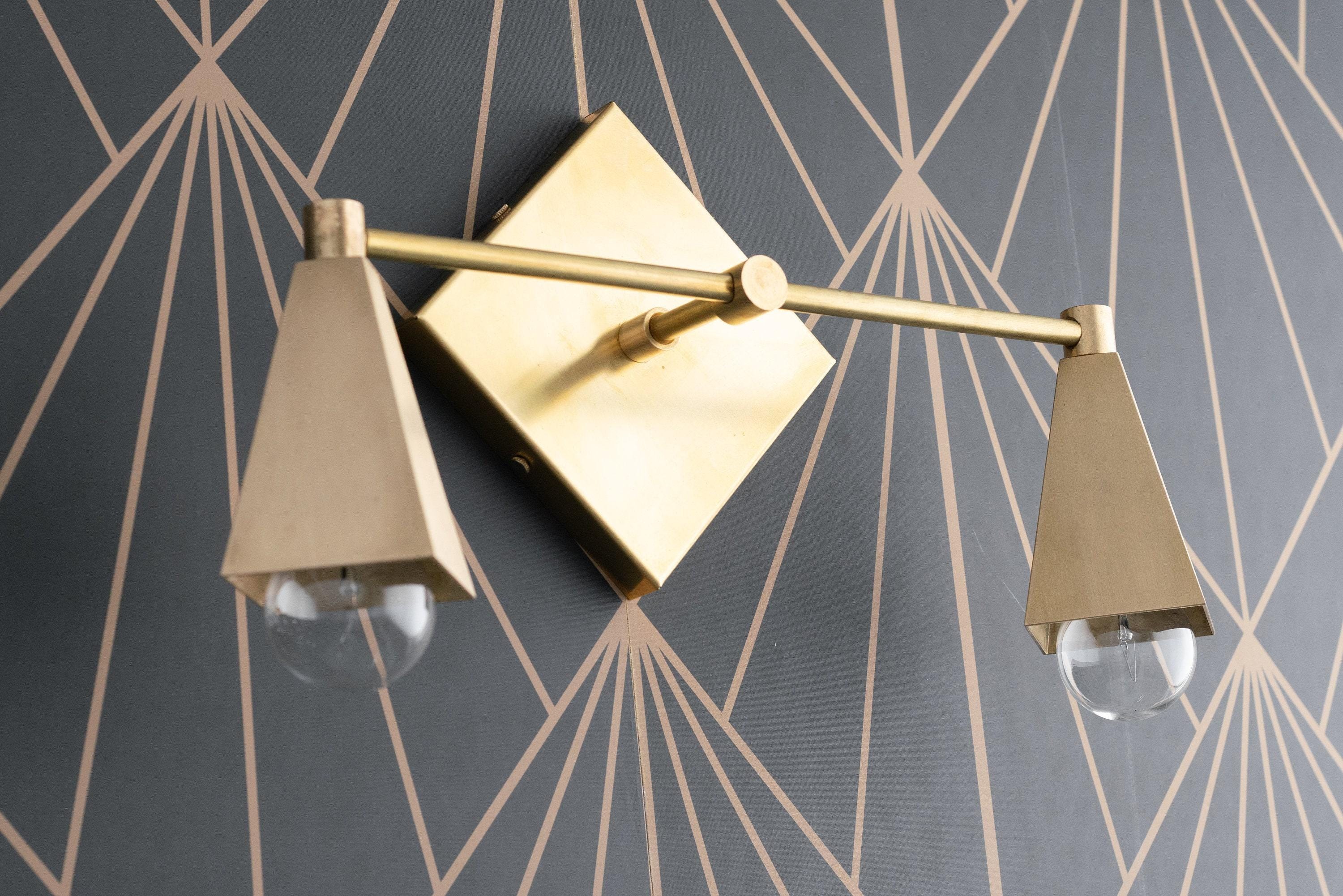 Ornato Luxe Geometric Vanity Light - Solid Brass Art Deco Bathroom Lighting K1491