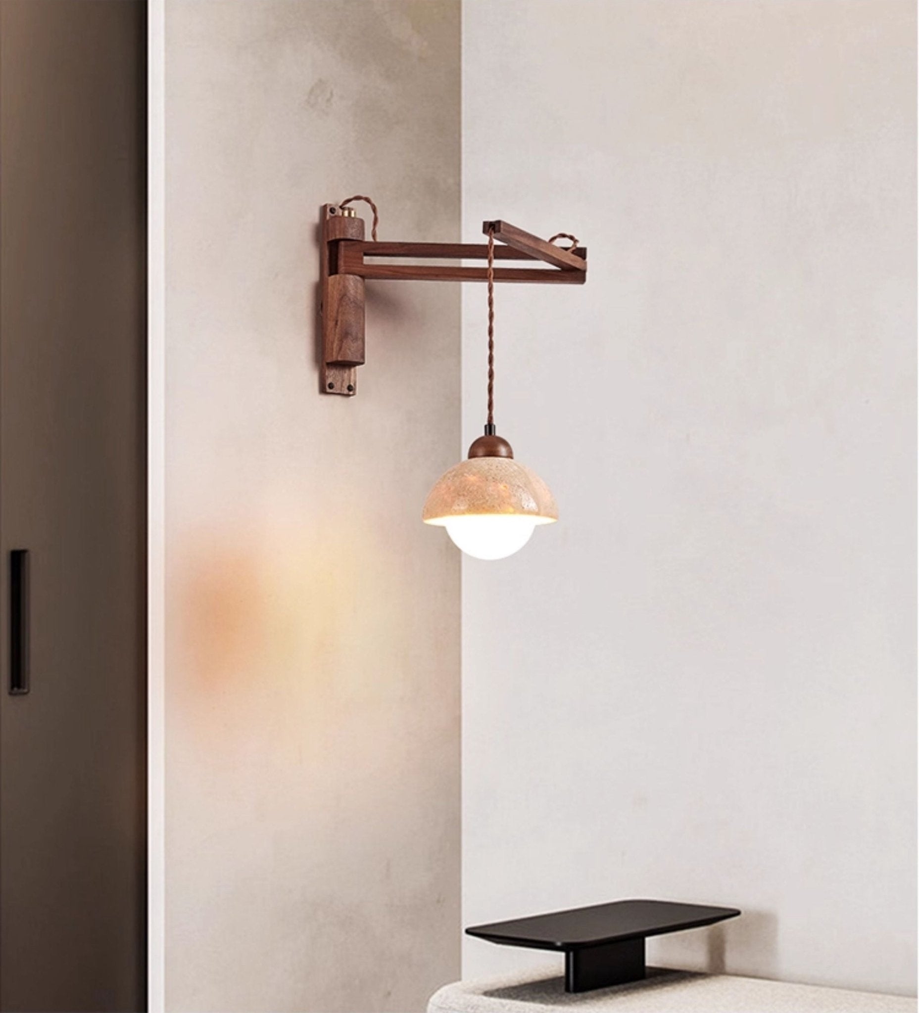 Adjustable Travertine Dome Wall Sconce D382