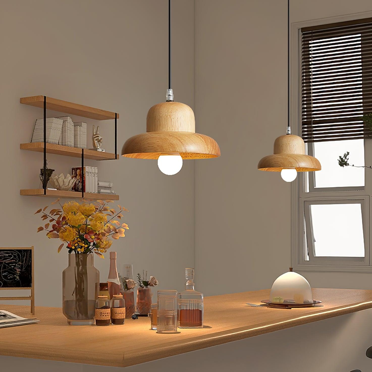 Wood Hat Pendant Lamp K777