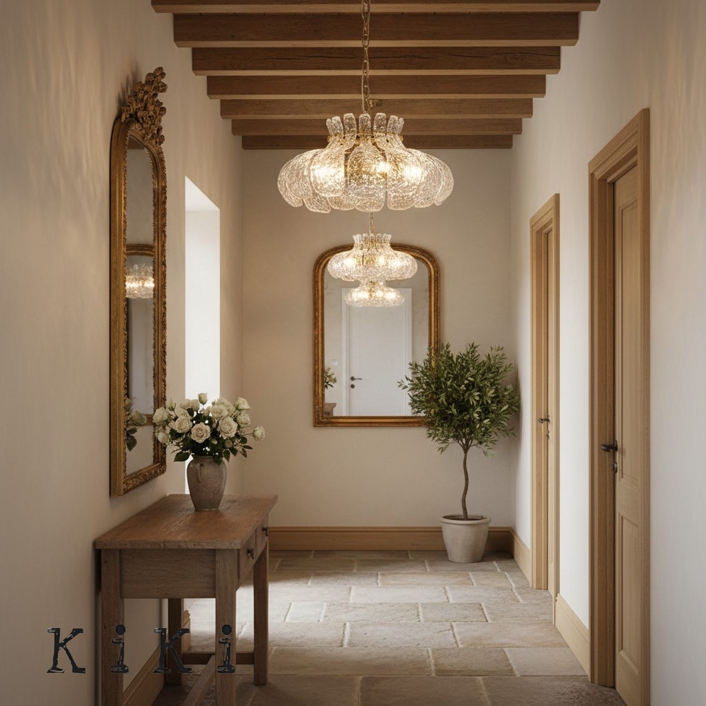 Floral Ice Glass Pendant Light - Retro Petal Pendant Lamp for Bedroom K2366