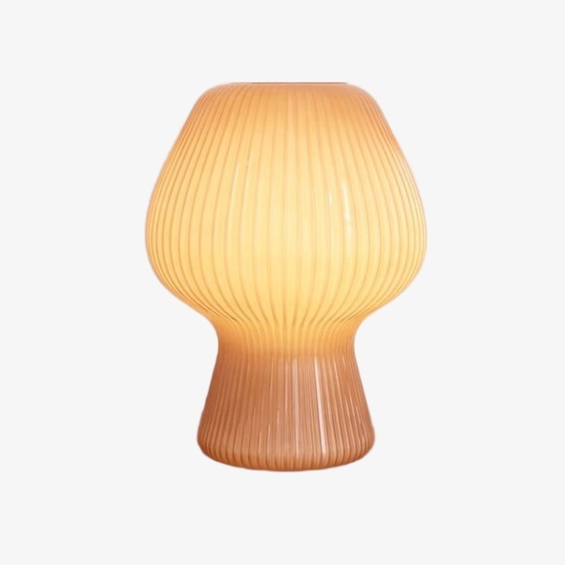 Nera Ribbed Glass Lantern Table Lamp - Retro Design for Bedroom and Living Spaces K2203