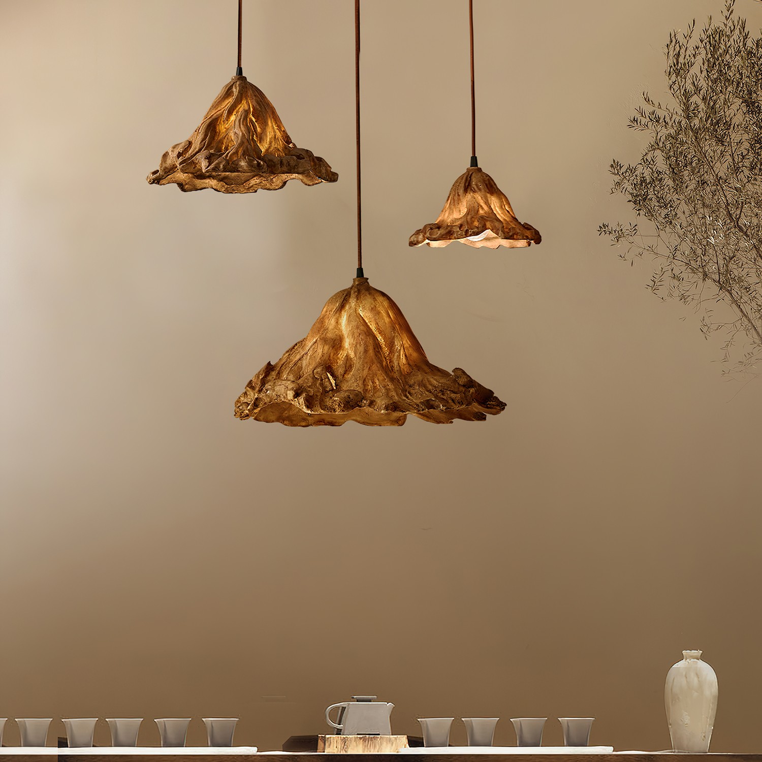 Retro Wilted Lotus Leaf Pendant Light K191