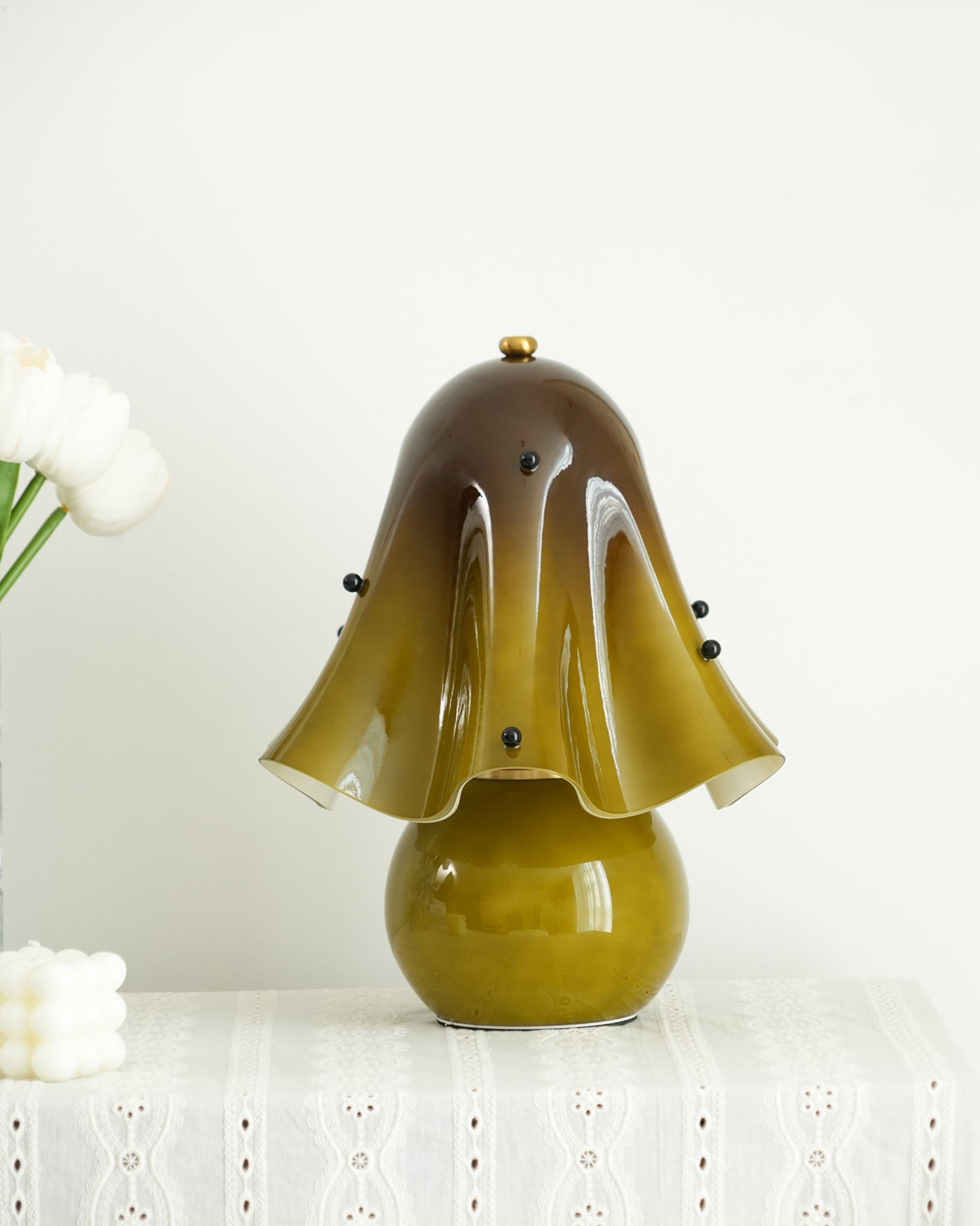 Bellina Bell Flower Table Lamp – Sculptural Glass Vera Style For Side Table Lamp K1135