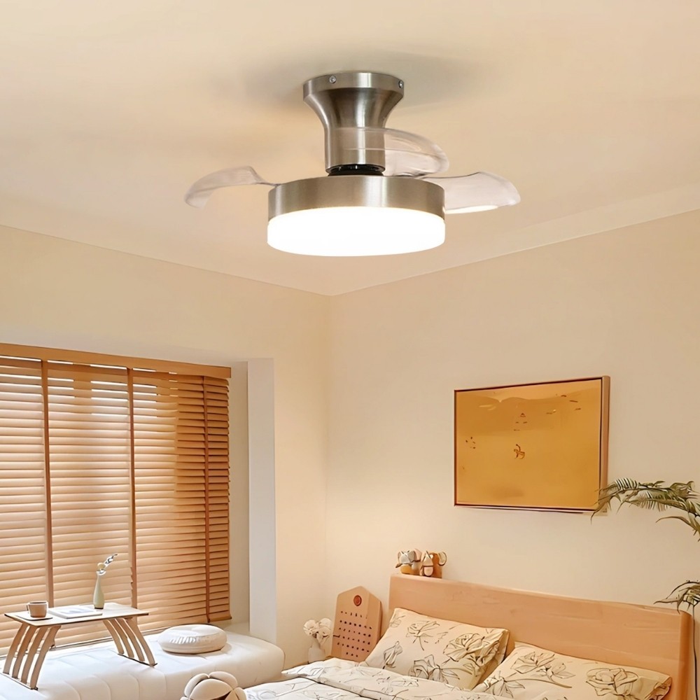 Retro Invisible 3 Blade Ceiling Fan With Light For Living Room K1107