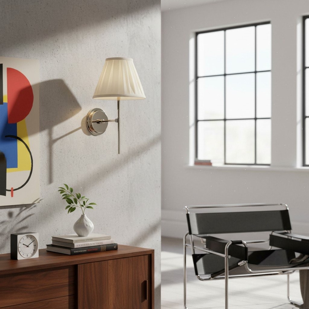 Cremaris Metal Wall Light with Fabric Shade - Timeless Sconce for Interior Lighting K1989