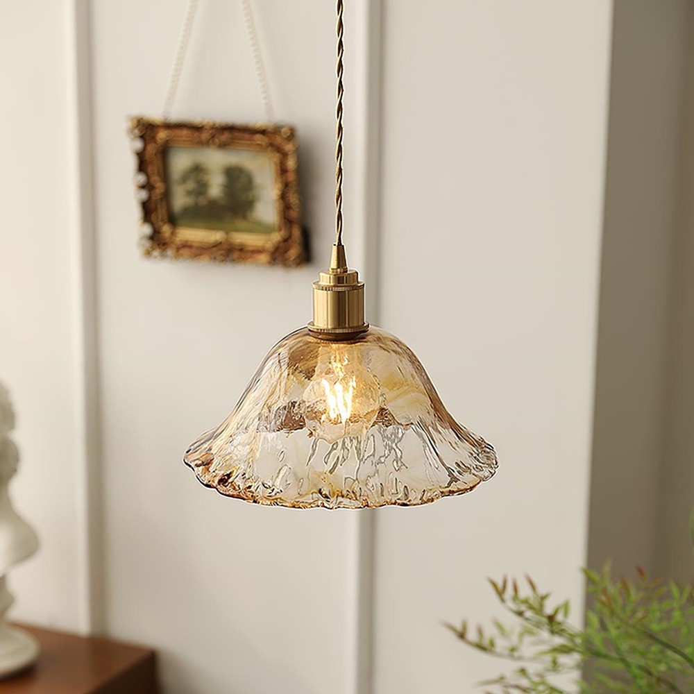 Vintage Irregular Brown Glass Pendant Light K139