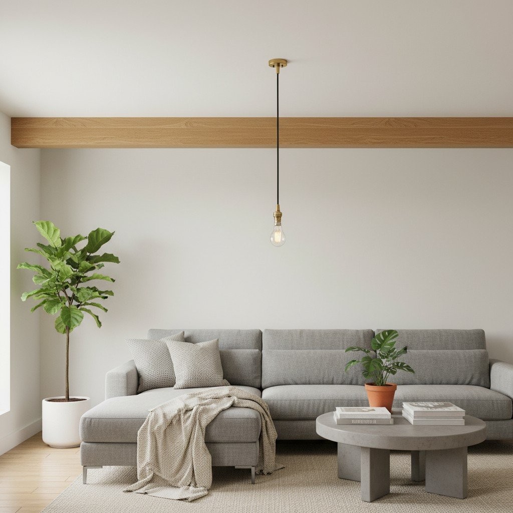 Plaitar Modern Brass Pendant Light - Minimalist Ceiling Fixture with Braided Cord for Hallways K1963