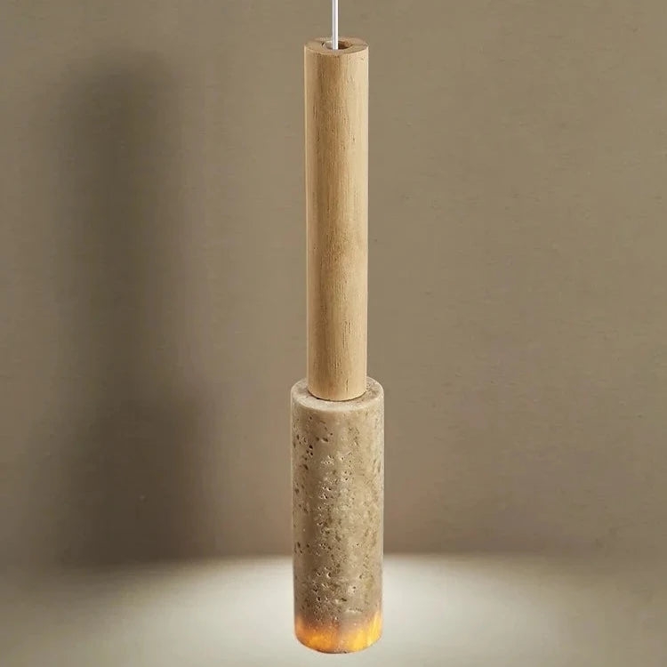 Cream Travertine Long Tube Pendant Light D932