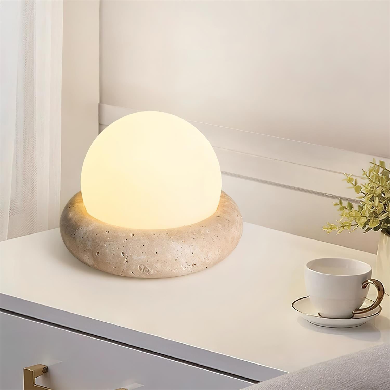 Modern Travertine Cute Mini Orb Table Lamp K853