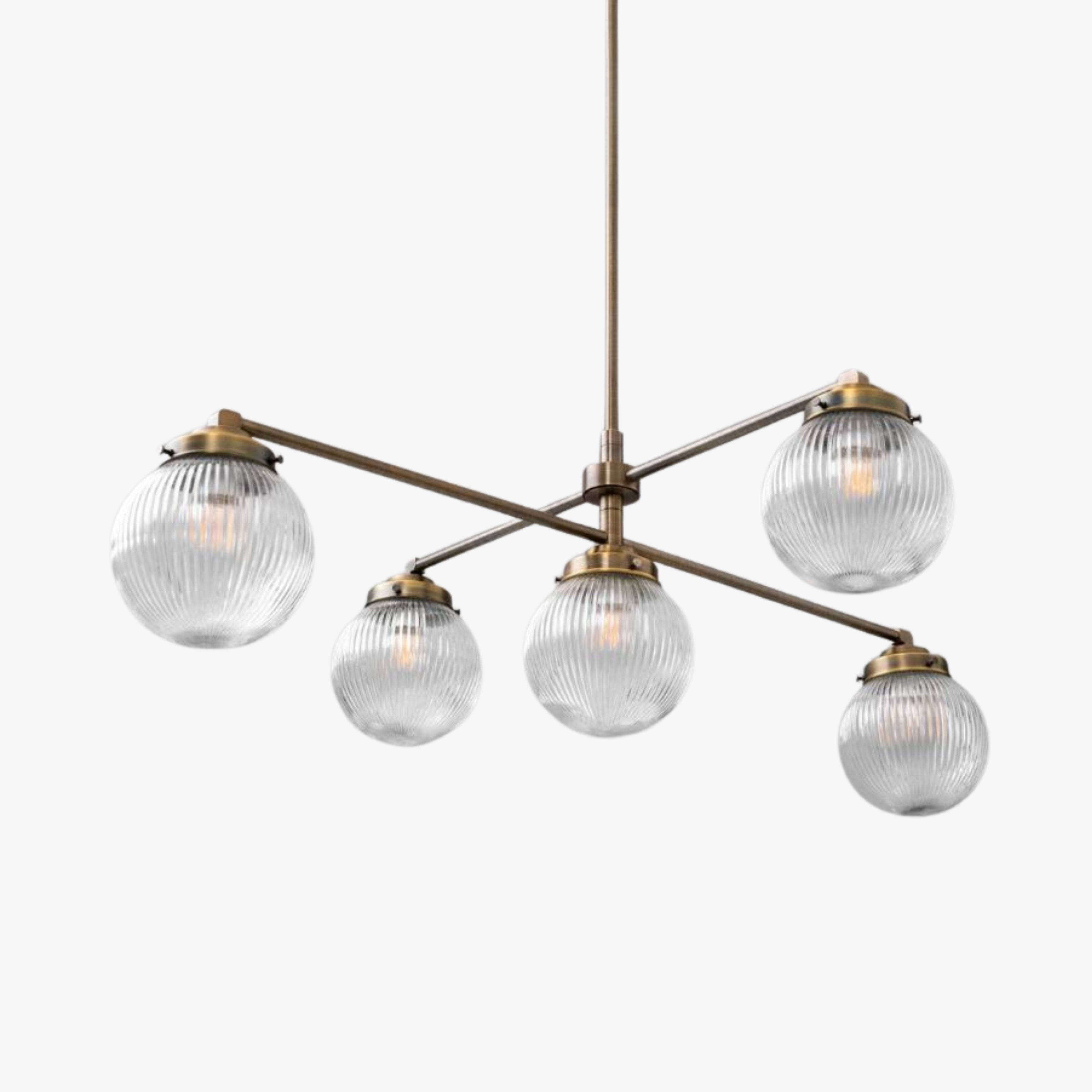 Glorica Glass Frosted Glass Globe Chandelier - Brass Modern Lighting for Living Room K1495