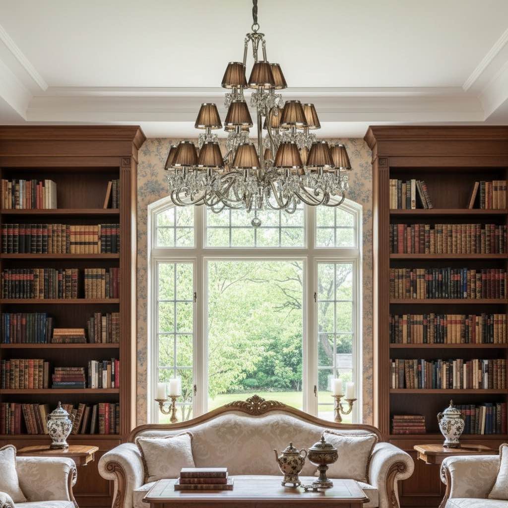 Talonis Multi-light Fabric Chandelier - Elegant Metal Curved Arms for Dining and Living K1900