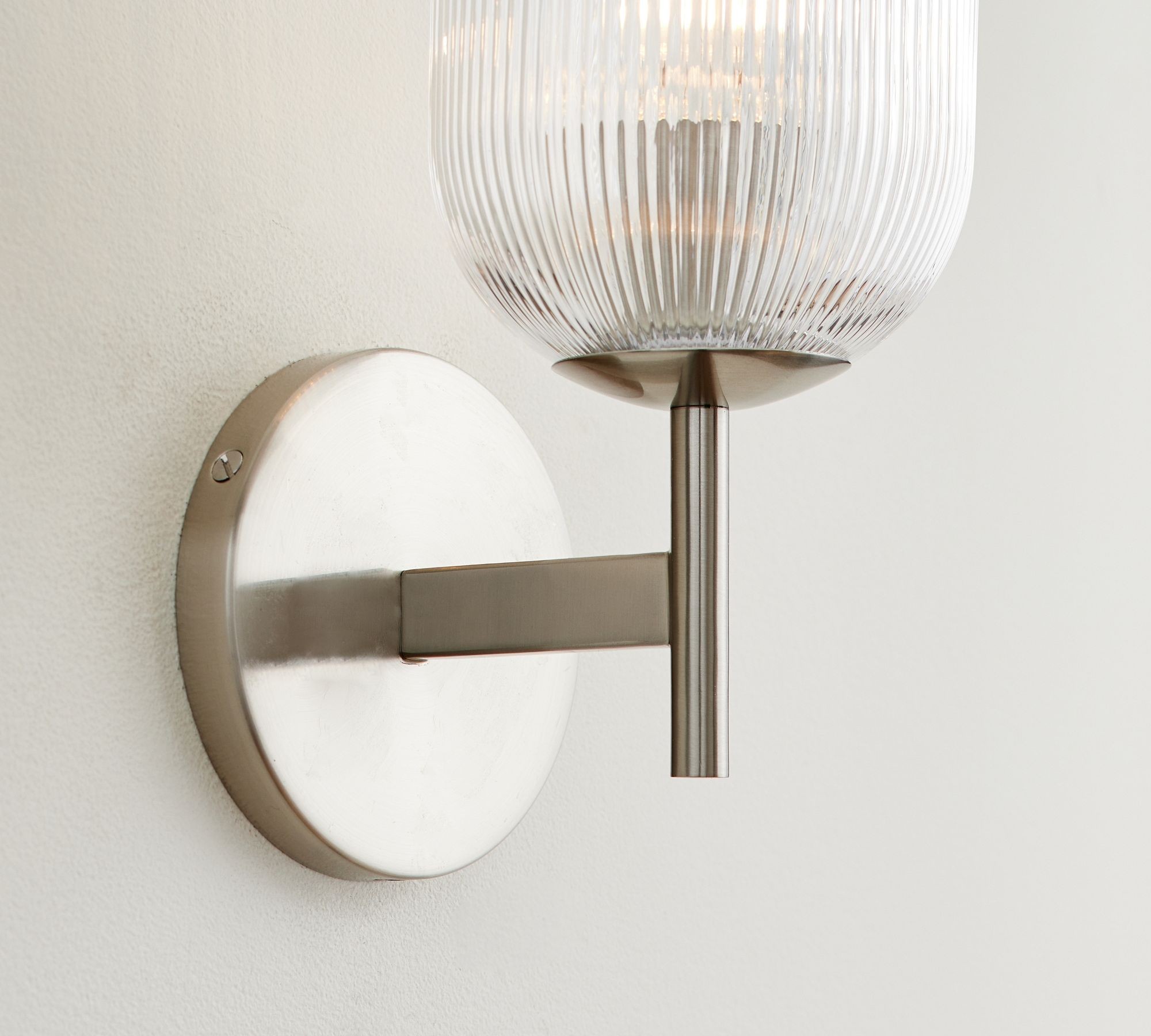 Bravira Ribbed Glass Wall Sconce - Wall Light for Living Room and Hallway K1326