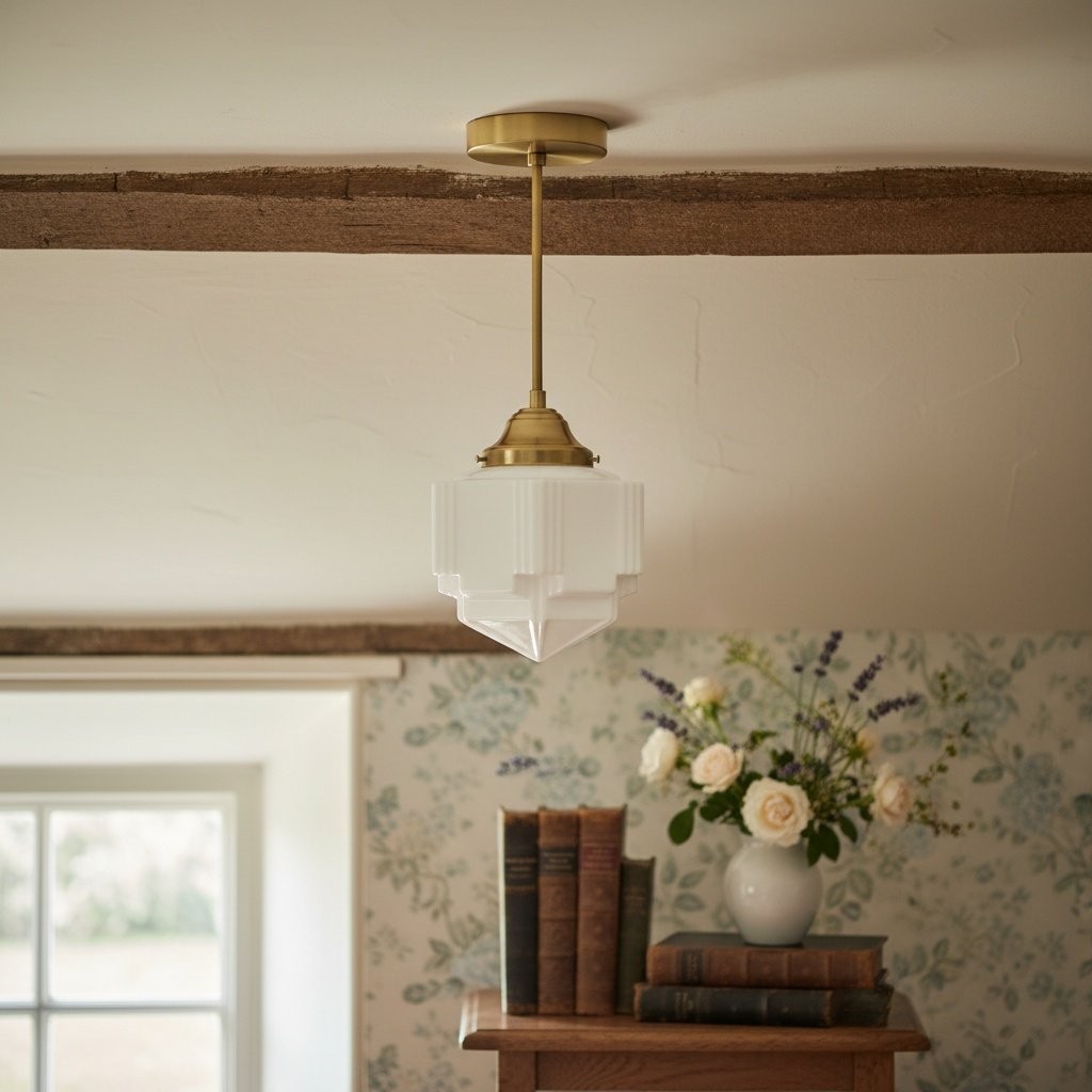 Geotower Glass Modern Pendant Light - Skyscraper Design - Brass or Black or Nickel Finish K1544