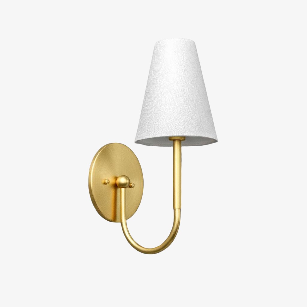 Curva Metal Collection Traditional Wall Light - Brass Finish with Shade K1535