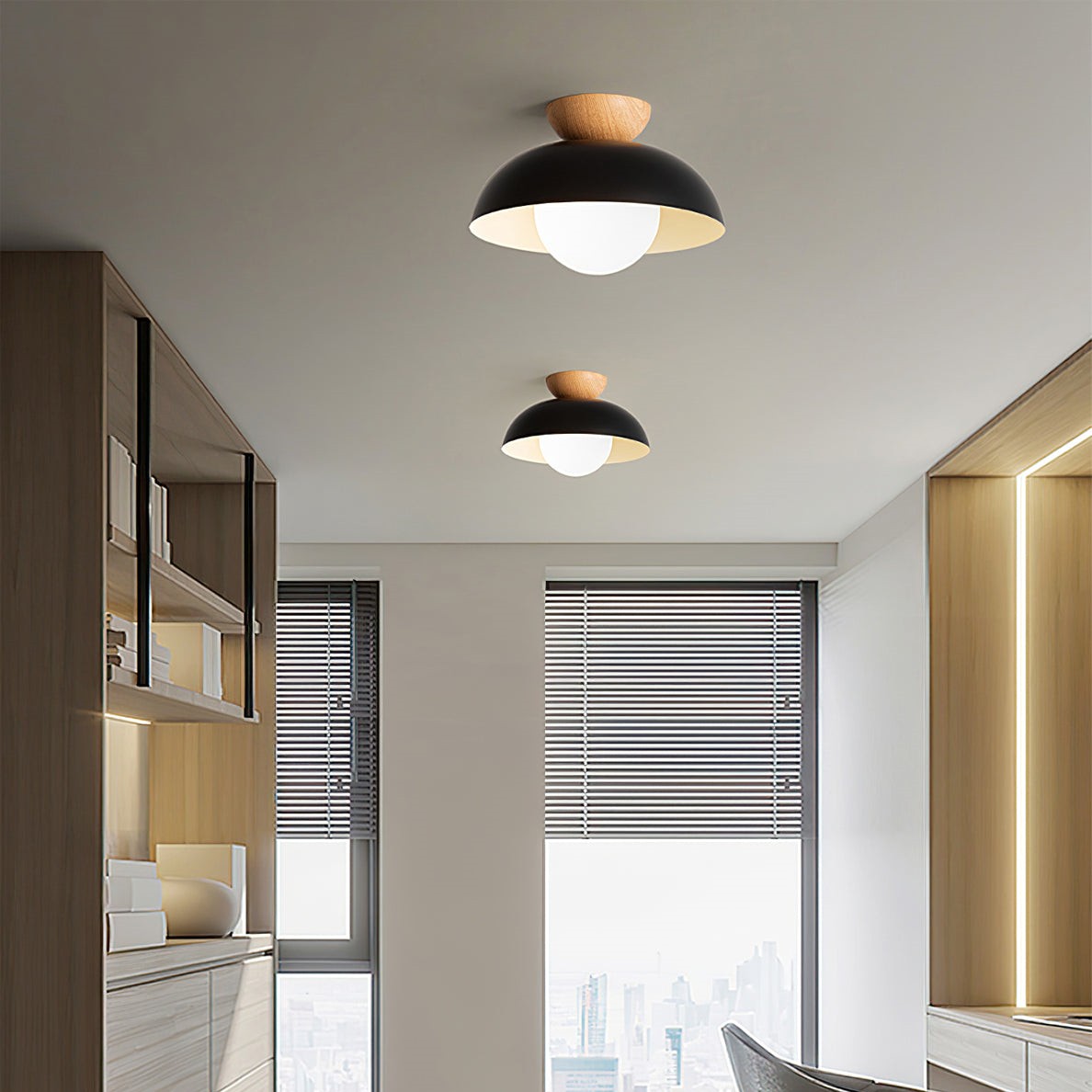 Scandinavian Iron Bowl Energy Efficient Ceiling Light K143