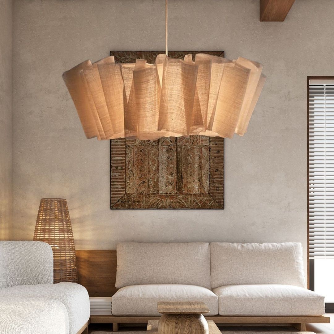 Handcrafted Fabric Shade Pendant Light – Minimalist Design for Home Interiors K1244