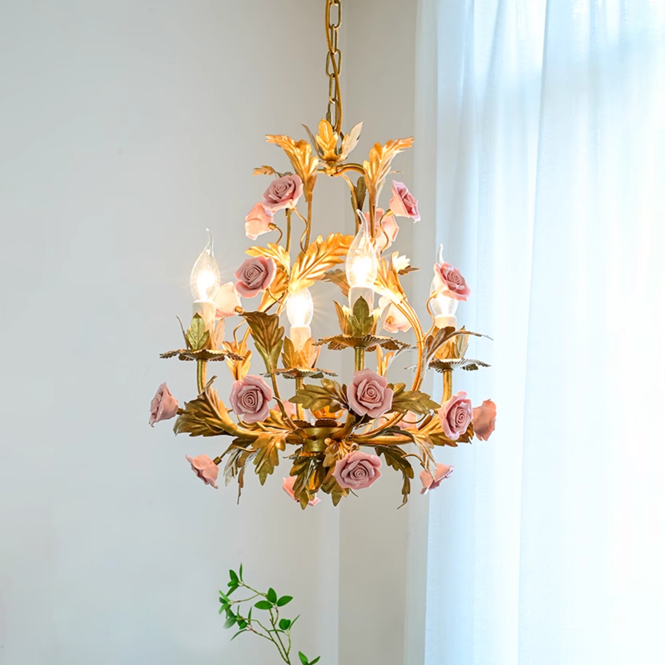 Ceramic Rose Chandelier D673