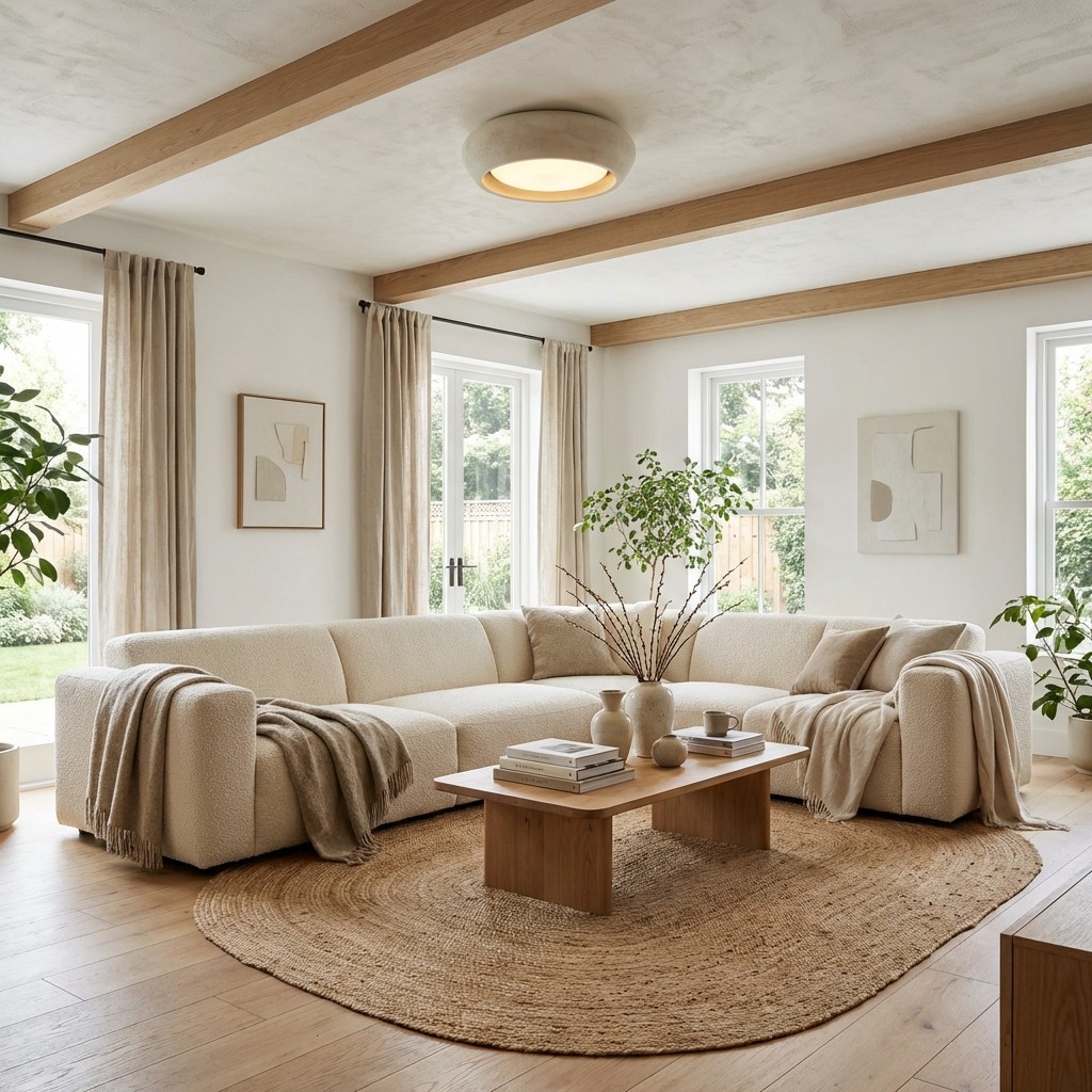 Monocem Minimalist Concrete Ceiling Fixture - Stylish Flush Mount Light for Living Room K2235