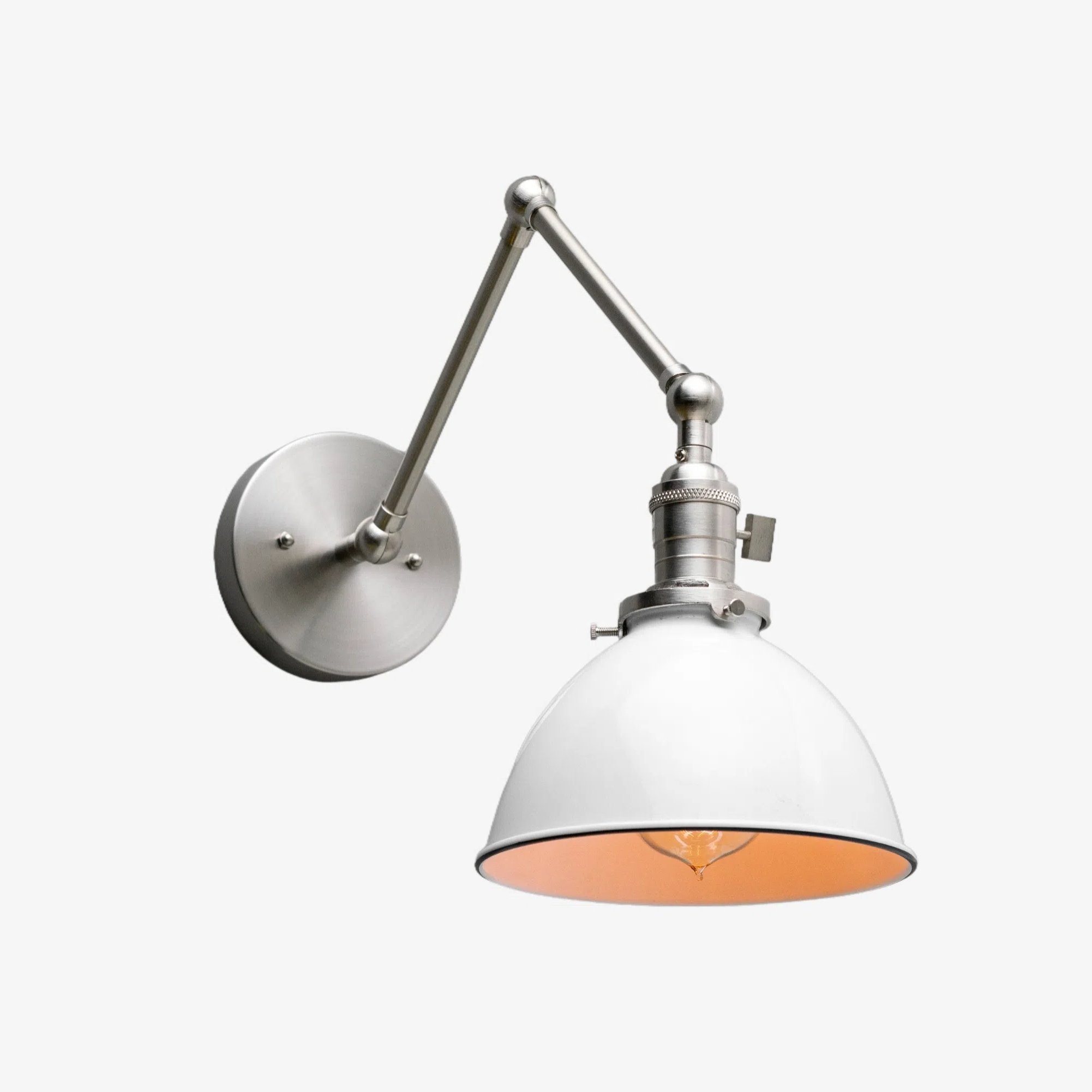 Conique Metal Vintage Industrial Swing Arm Wall Lamp - Adjustable Dome Shade for Study K1467