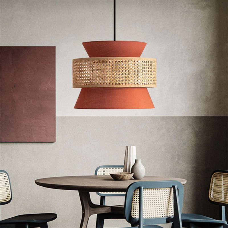 Retro Rattan Wood Woven Pendant Lamp
