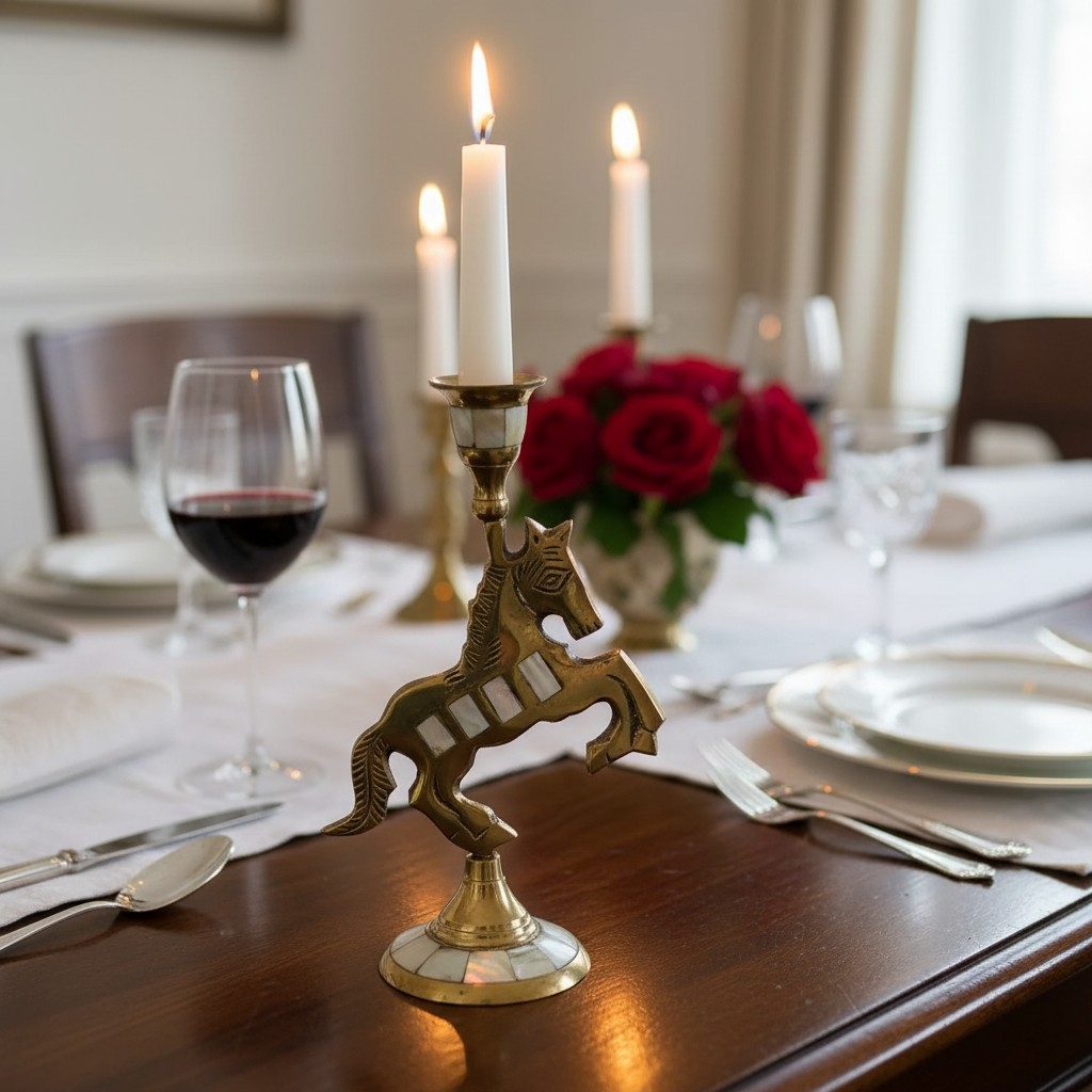 Ossik Veld Vintage Nordic Shell and Cow Bones Candle Holder for Dining Table K2363