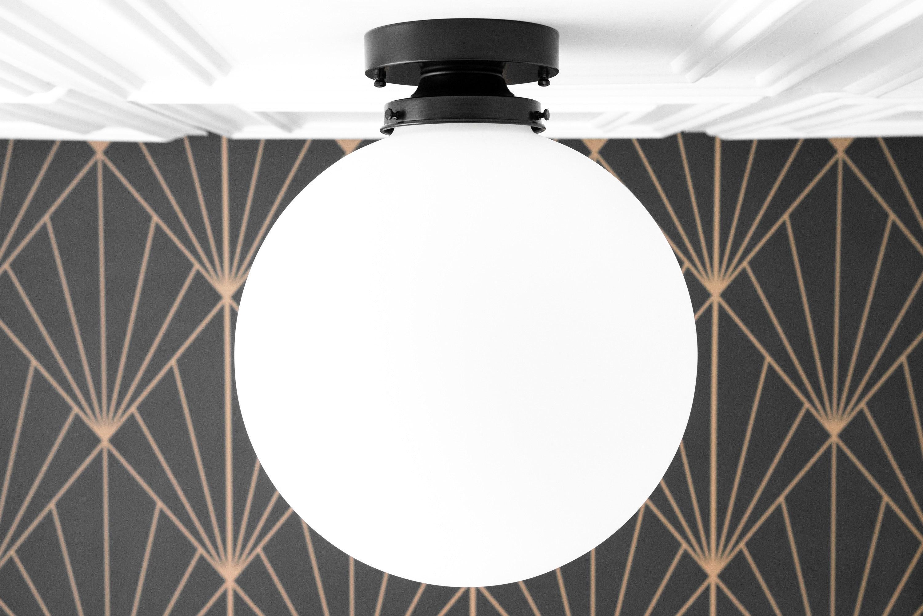 Glorica Glass 12 Inch Globe Ceiling Light - Frosted Glass Art Deco Pendant And Flush Mount K1507